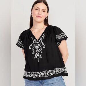 Black embroidered top